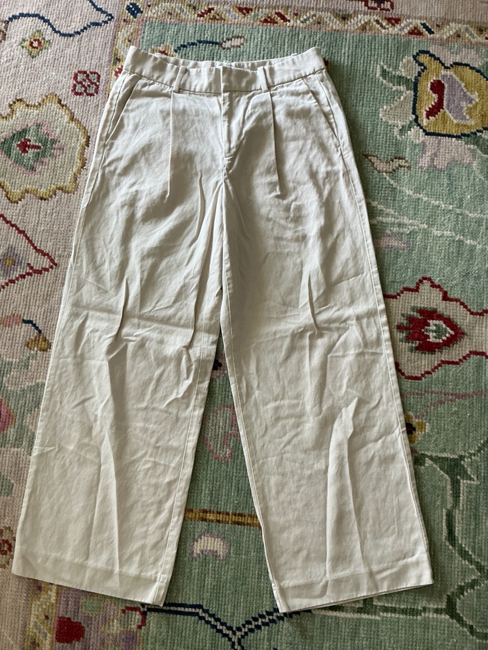 Madewell Wide Leg Pants Cream High Rise Linen Blend Size 0P Petite NWT/Like New